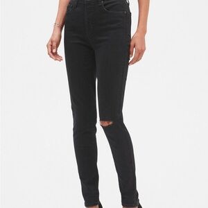 Banana Republic High Rise Destructed Black Denim Skinny Jean